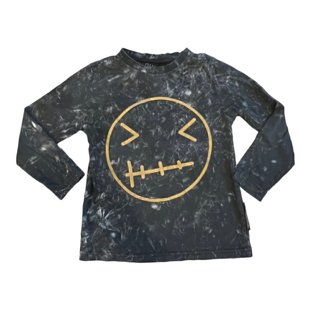 Loud Apparel Kids T Shirt Size 4 Organic Cotton Printed Black Long Sleeves